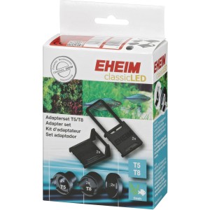 Eheim Adapterset T5/T8 für ClassicLED Aquarium-Beleuchtung, Detailansicht der Adapter in Verpackung.