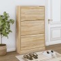 vidaXL Schuhschrank Sonoma-Eiche mit drei Klappen, Holzwerkstoff, ca. 63x24x103 cm.