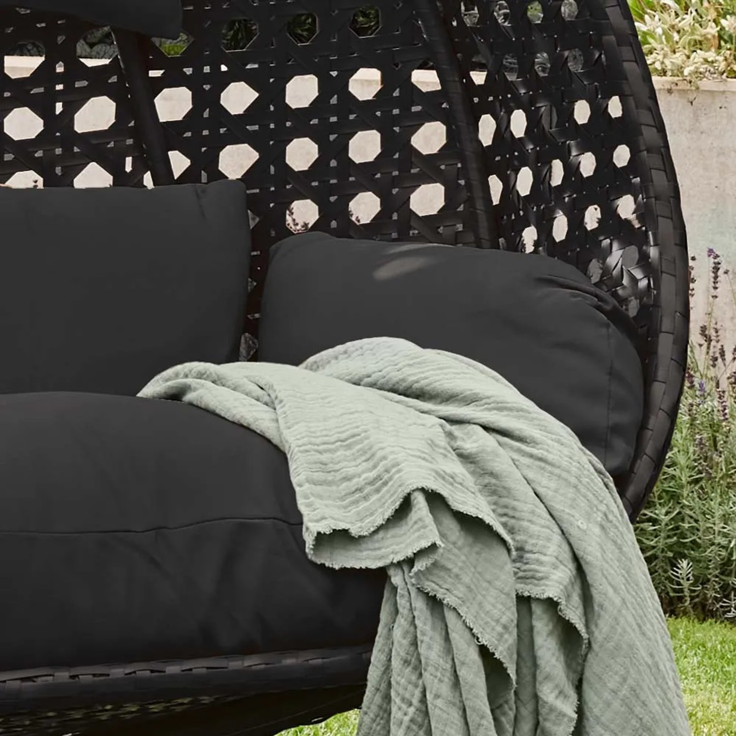 Home Deluxe Hängesessel Twin Polyrattan Schwarz bei OBI