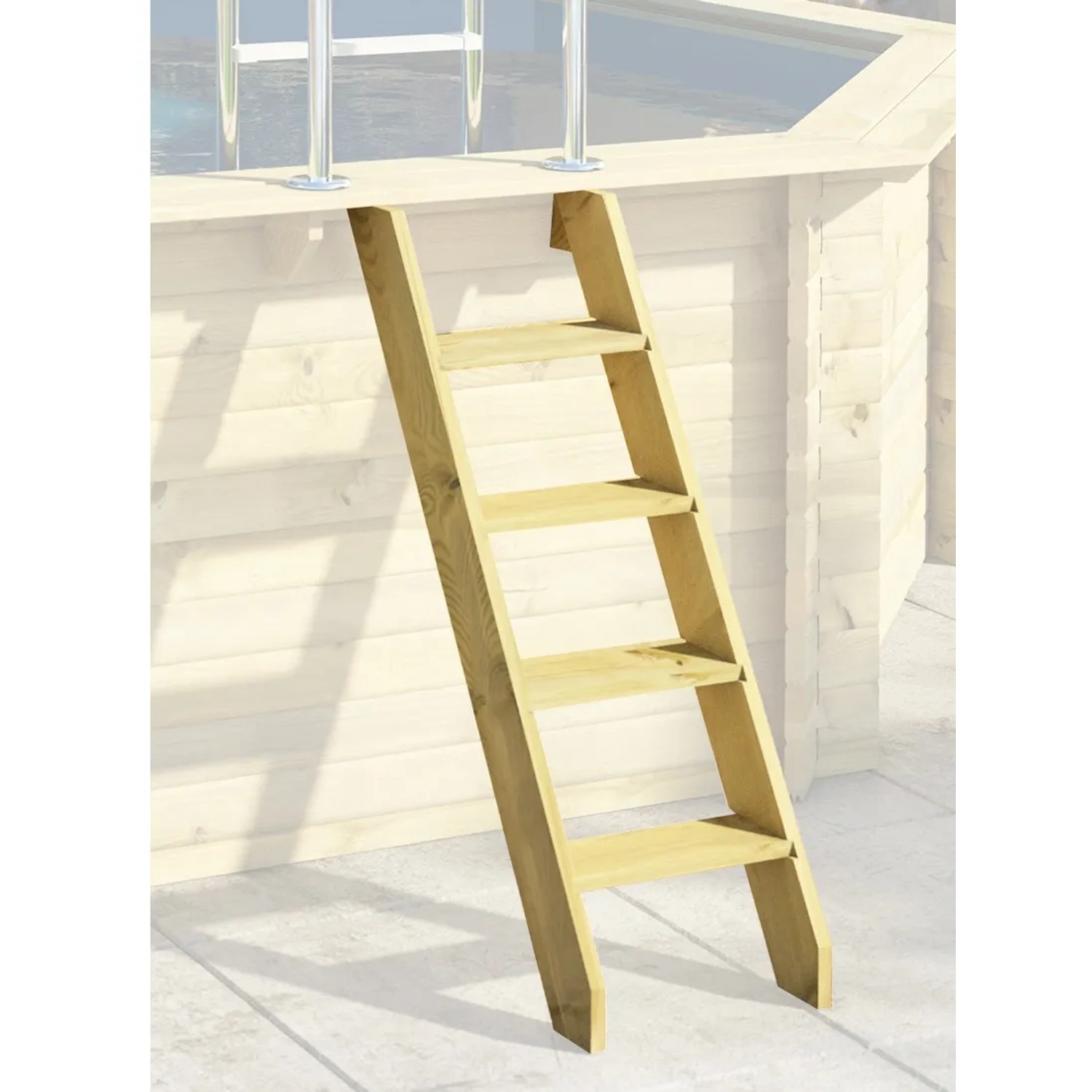 Holzleiter für Karibu Pool Set, chromfrei kesseldruckimprägniert.