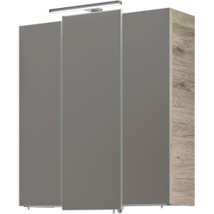 Pelipal Spiegelschrank Quickset 313, Sanremo Eiche, 68 cm breit, mit Aufsatzleuchte.