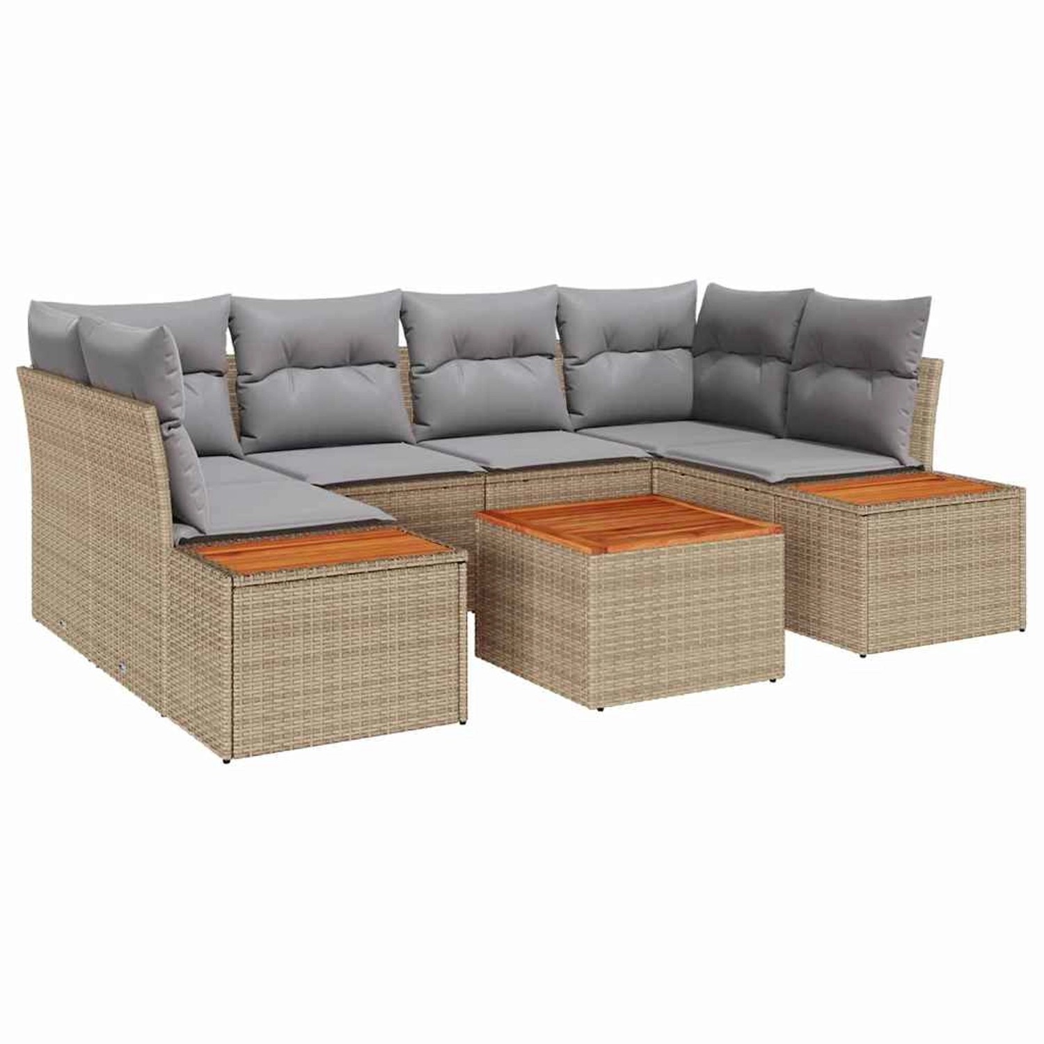 vidaXL Garten-Sofa-Set mit Kissen mit Speicher 6-Tlg Beige Poly Rattan 3356 günstig online kaufen