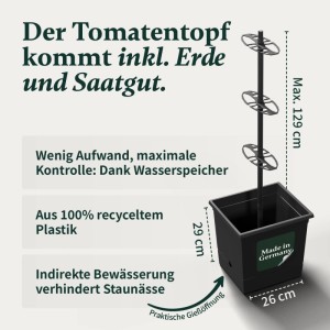 VERDOBA Tomatentopf Tomaten Anzuchtset Inkl. Saatgut & Erde Rankhilfe