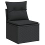Schwarzes vidaXL Gartenmöbel-Element aus Rattan mit Kissen für Sofagarnitur.