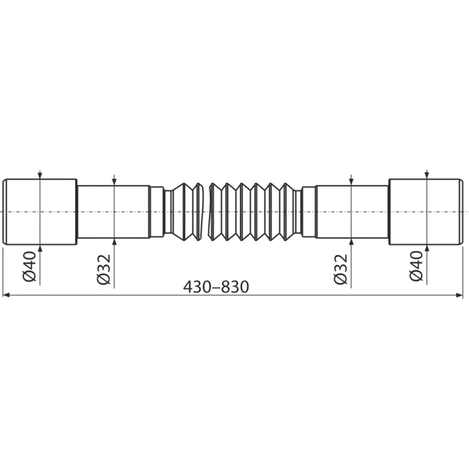 Alcadrain A794 Flexiverbindung Ø40/50 x 50/40, Länge 430–830 mm_2