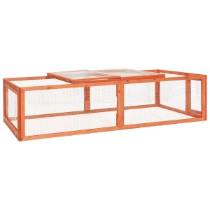 vidaXL Kaninchenstall aus Tannenholz, 183x90x46,5 cm, mit Drahtgitter für Nager.