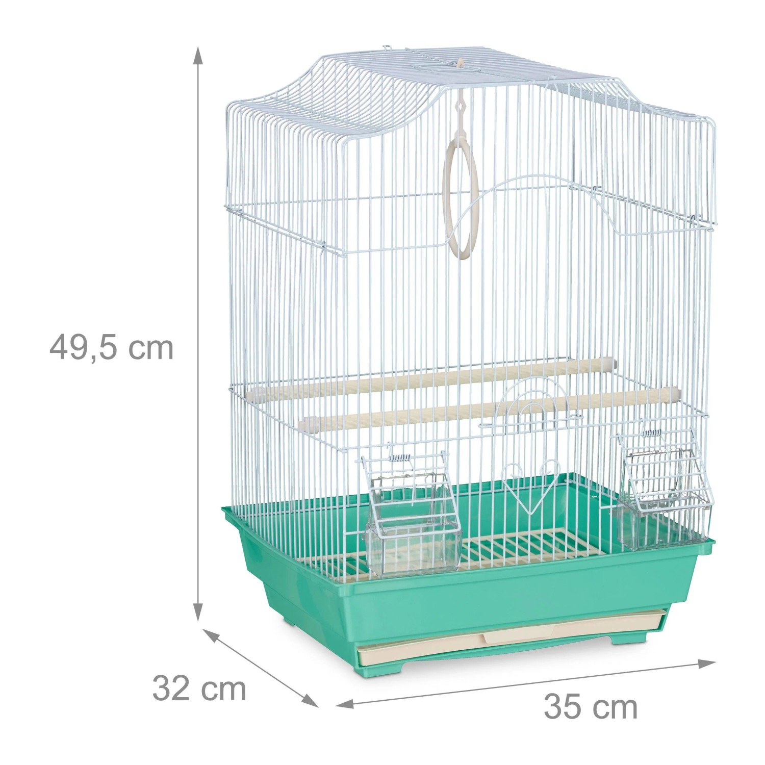 Relaxdays Vogelkäfig Stahl Grün mit Sitzstangen 49,5 cm x 35 cm x 32 cm 1,5 kg_4