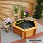 Promadino Sechseck-Hochteich aus Kiefernholz mit Solarpumpe, Ø 100 cm.