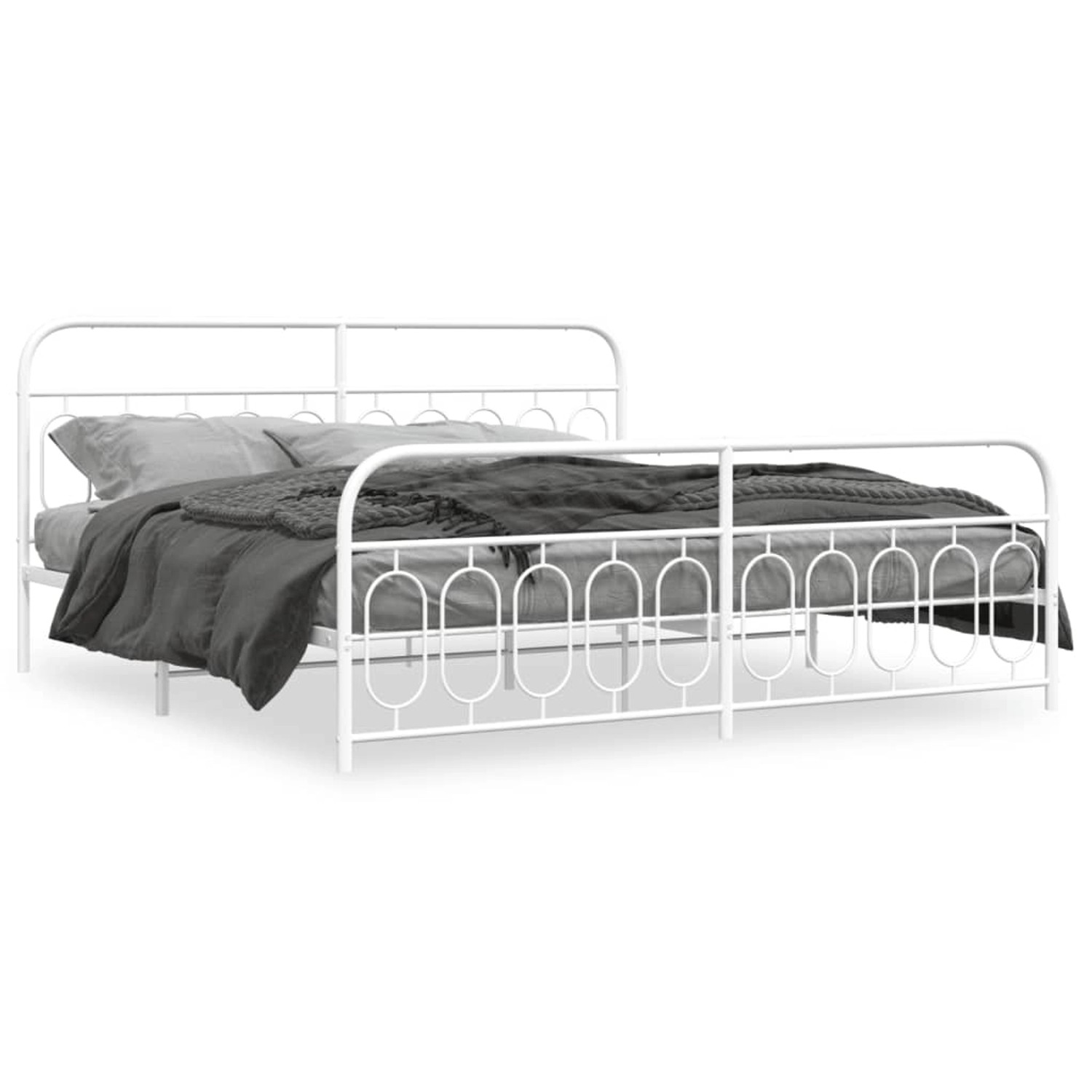 vidaXL Bettgestell mit Kopf- und Fußteil Metall Weiß 200x200 cm 377191 günstig online kaufen