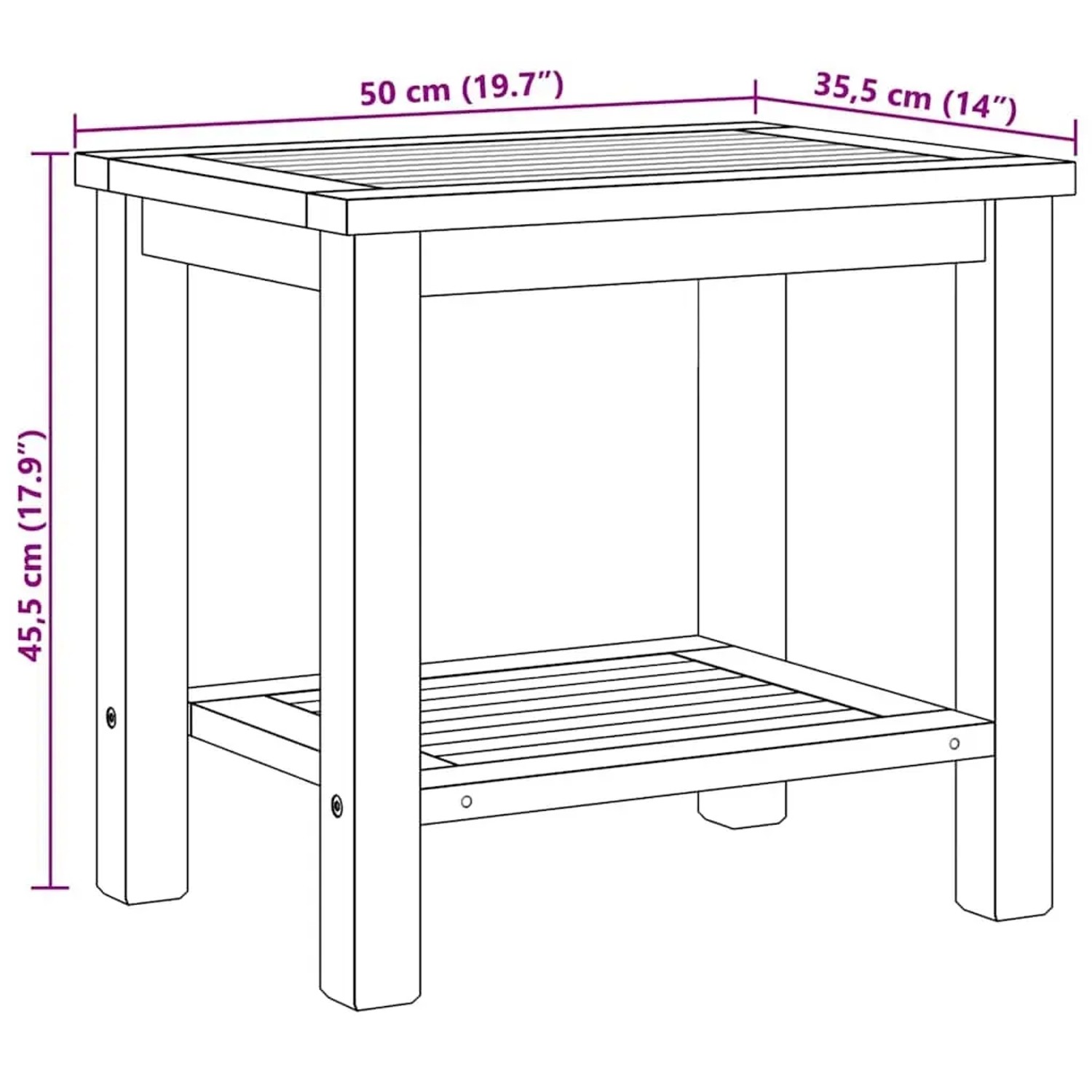 vidaXL Couchtisch Braun 50 x 35 x 45 cm Teak-Massivholz 42002307_10