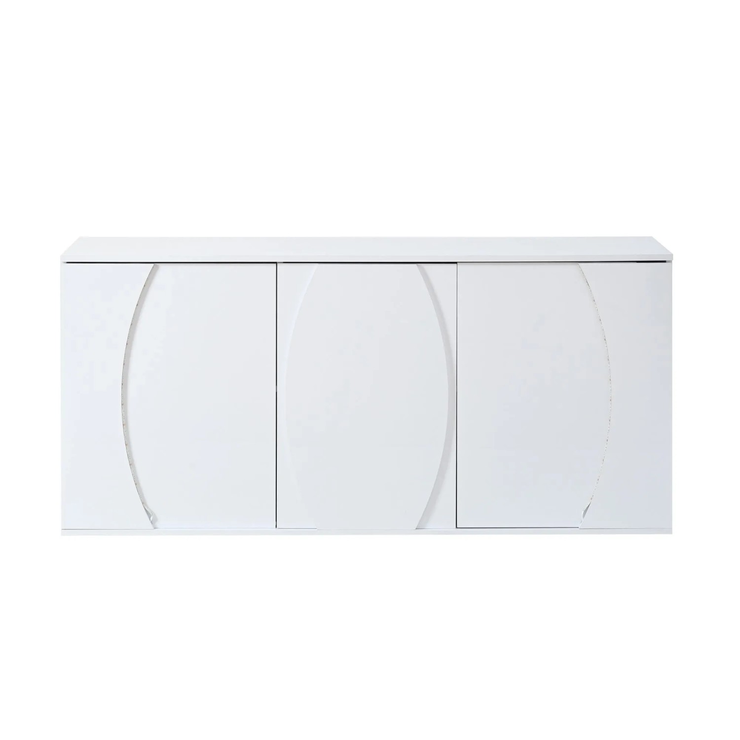 okwish Sideboard mit LED Türen Wohnzimmer Schrank 150x40x70cm Weiß