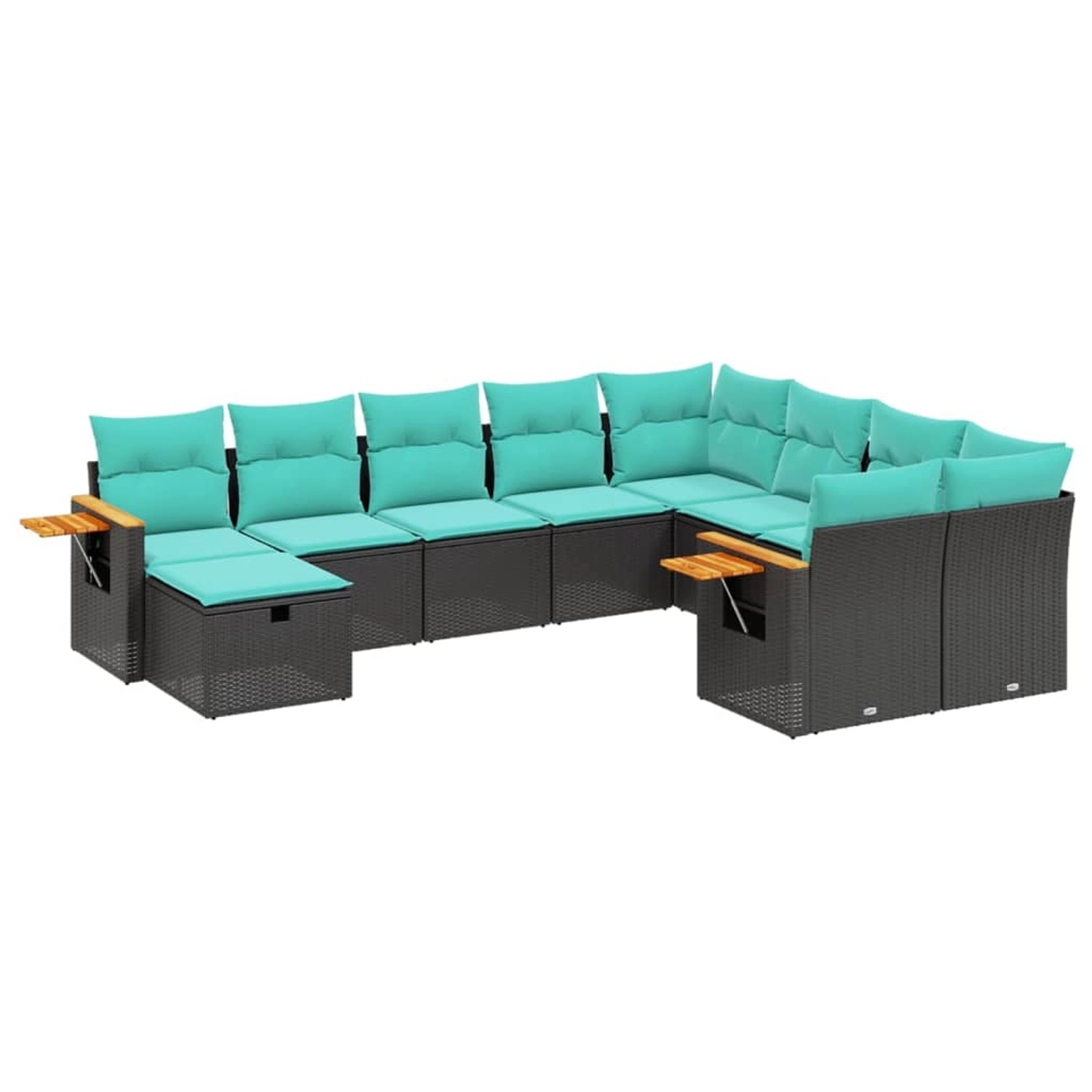 vidaXL 10-Tlg Garten-Sofagarnitur mit Kissen Schwarz Poly Rattan 3227156 günstig online kaufen