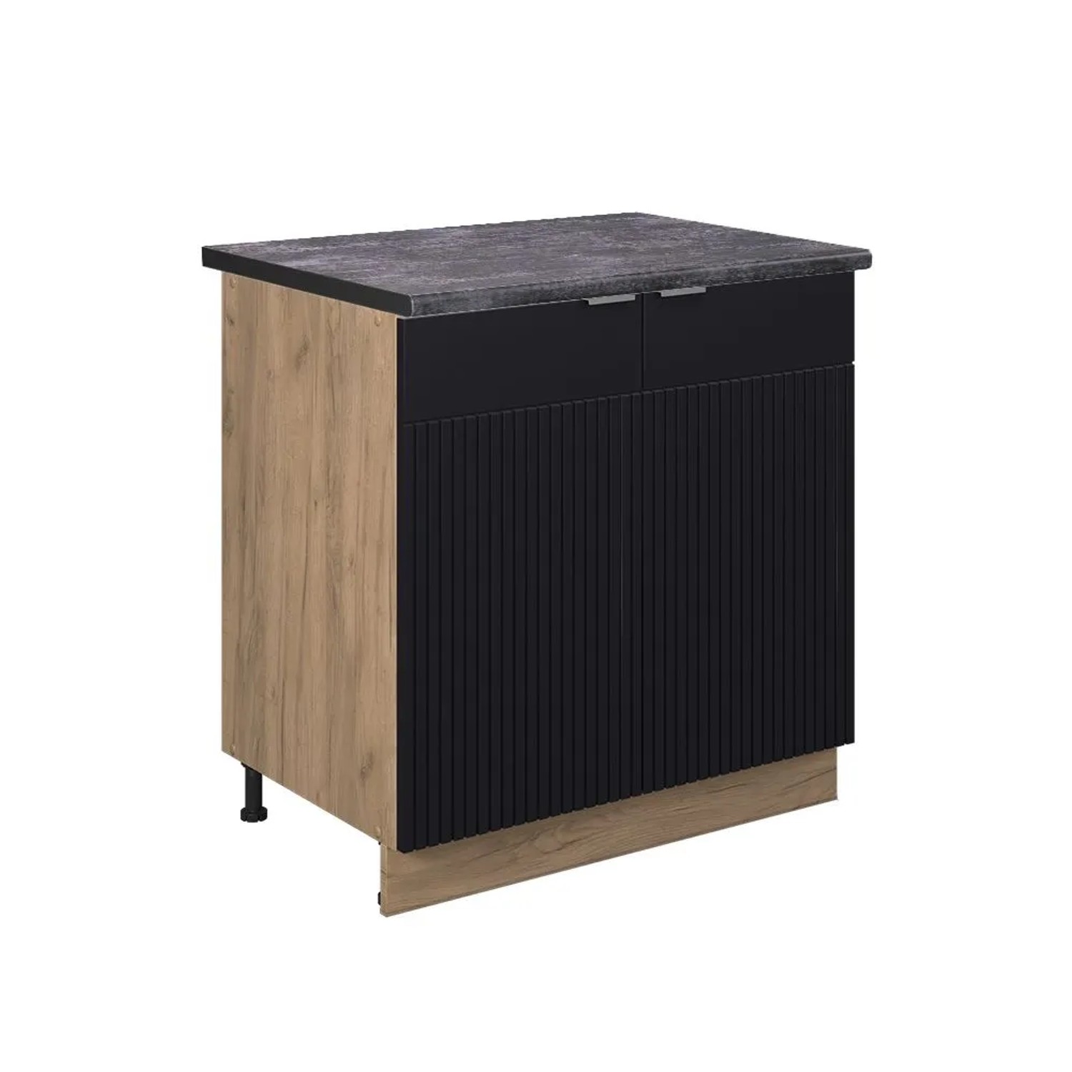 Vicco Küchenunterschrank Fame-Line Schwarz Gestreift 80 x 82 mit Regal AP Anthrazit Art Nr 50765