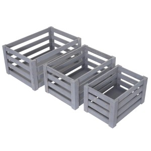 3er Set MCW Holzkisten C56 in Grau Shabby, Aufbewahrungsboxen in verschiedenen Größen.