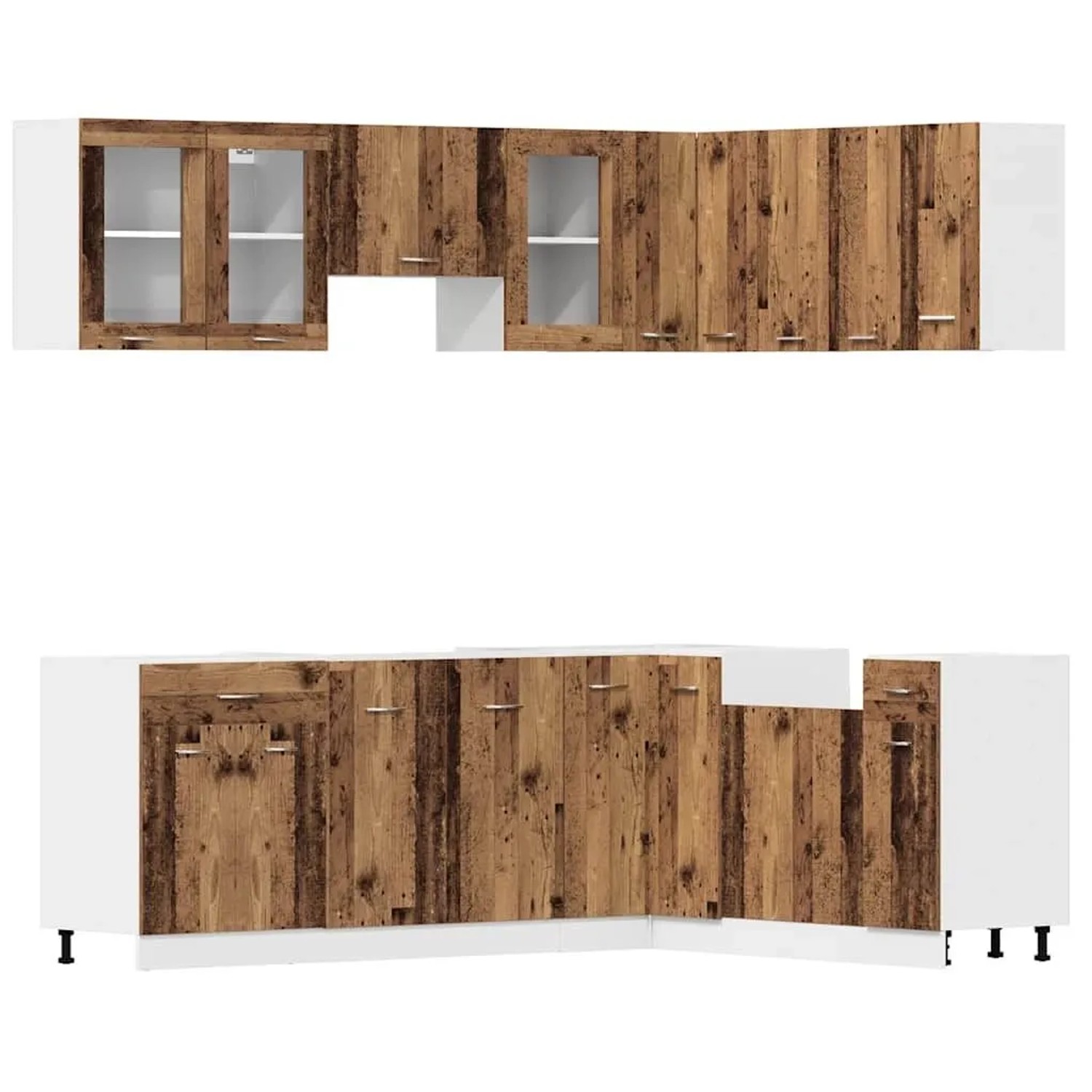 vidaXL 11 Tlg Küchenschrank-Set Lyon Altholz-Optik Holzwerkstoff 3328575