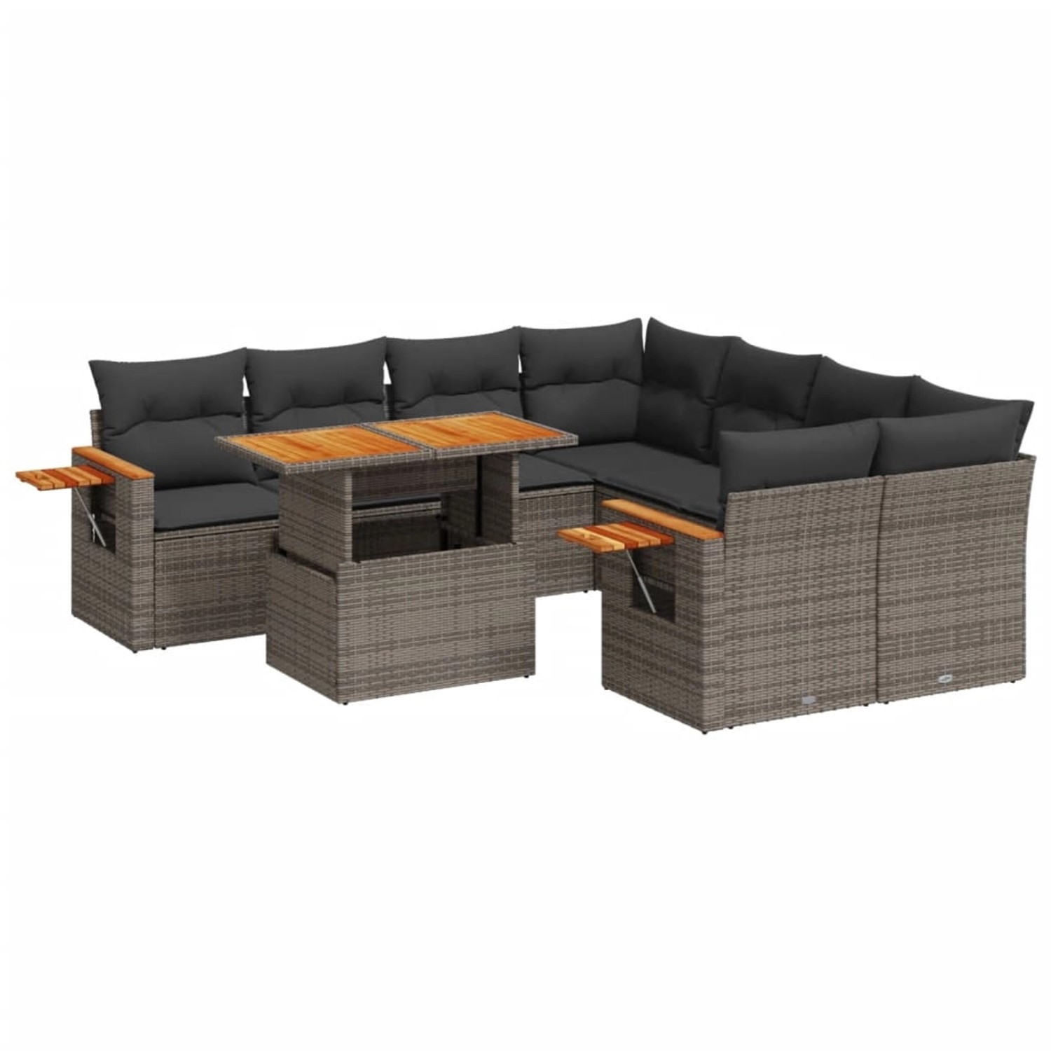 vidaXL 9-Tlg Garten-Sofagarnitur mit Kissen Grau Poly Rattan 3273447 günstig online kaufen