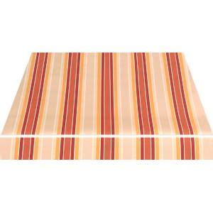 Halbkassettenmarkise Sky Fix, 350x250 cm, orange-rot gestreift. Markise mit Stahlrohr und verstellbarem Neigungswinkel.