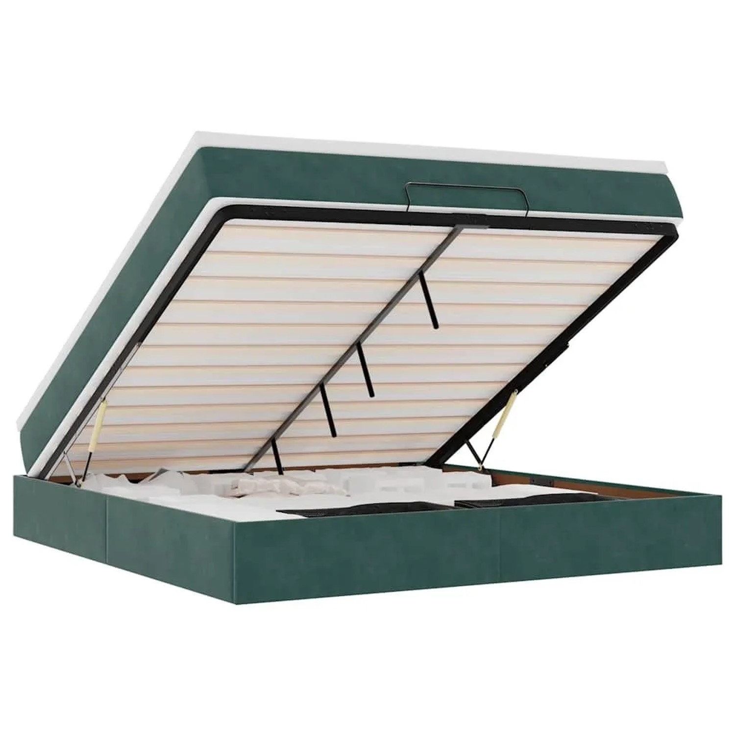 vidaXL Ottoman-Bett mit Matratze Dunkelgrün 160x200 cm Samt 3311198