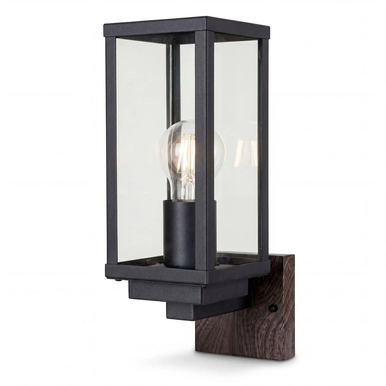 Licht-Erlebnisse Außenlampe Wand Aluminium Glas 32 CM Hoch IP44 Schwarz E27