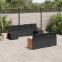 vidaXL 10-tlg. Garten-Sofagarnitur aus Poly Rattan mit schwarzen Kissen. Modulare Bauweise für flexible Gestaltung.