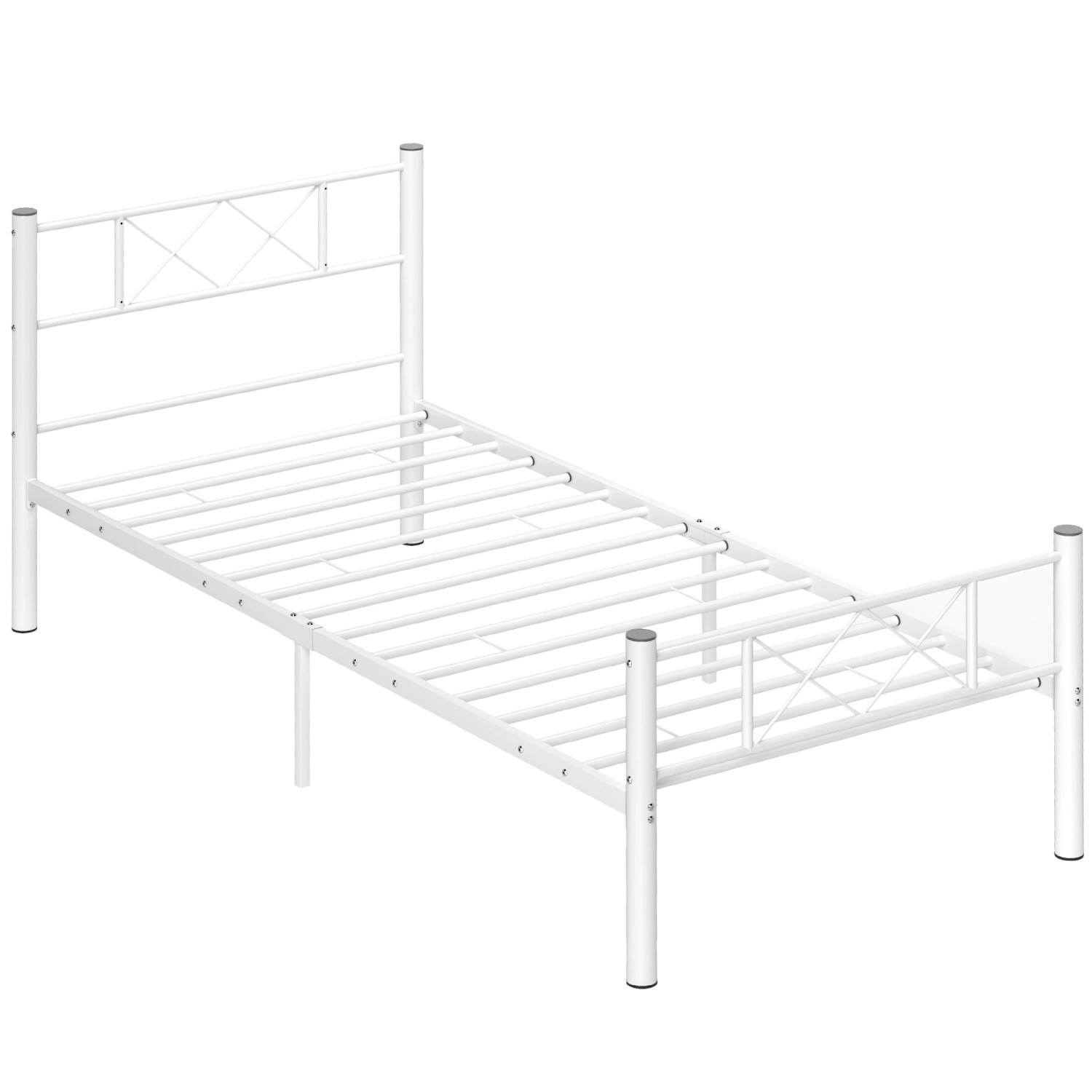 HOMCOM Bettrahmen Einzelbettgestell Stahl Weiß 96L x 208B x 88H cm günstig online kaufen