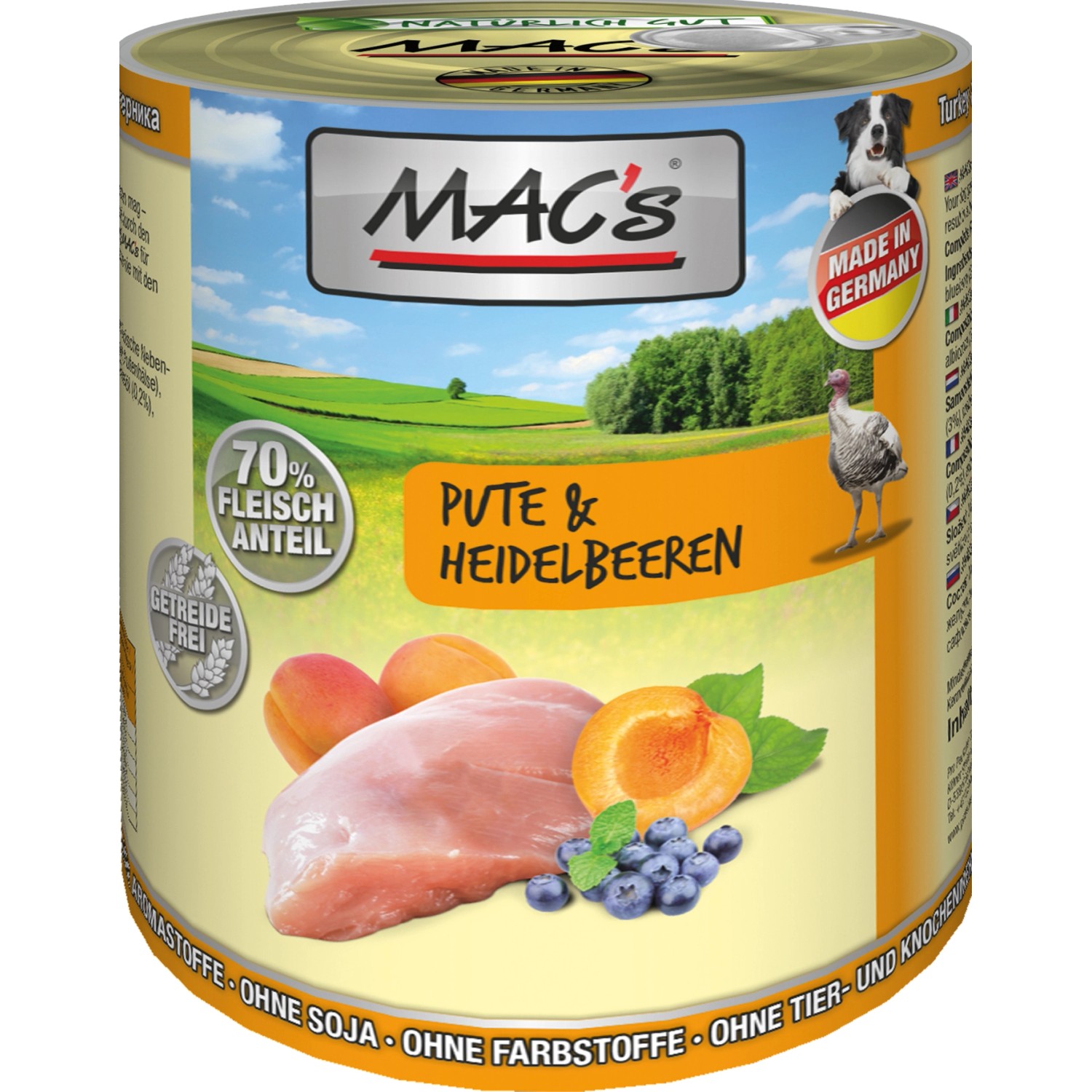 Mac's Hunde-Nassfutter Pute und Heidelbeere 800 g