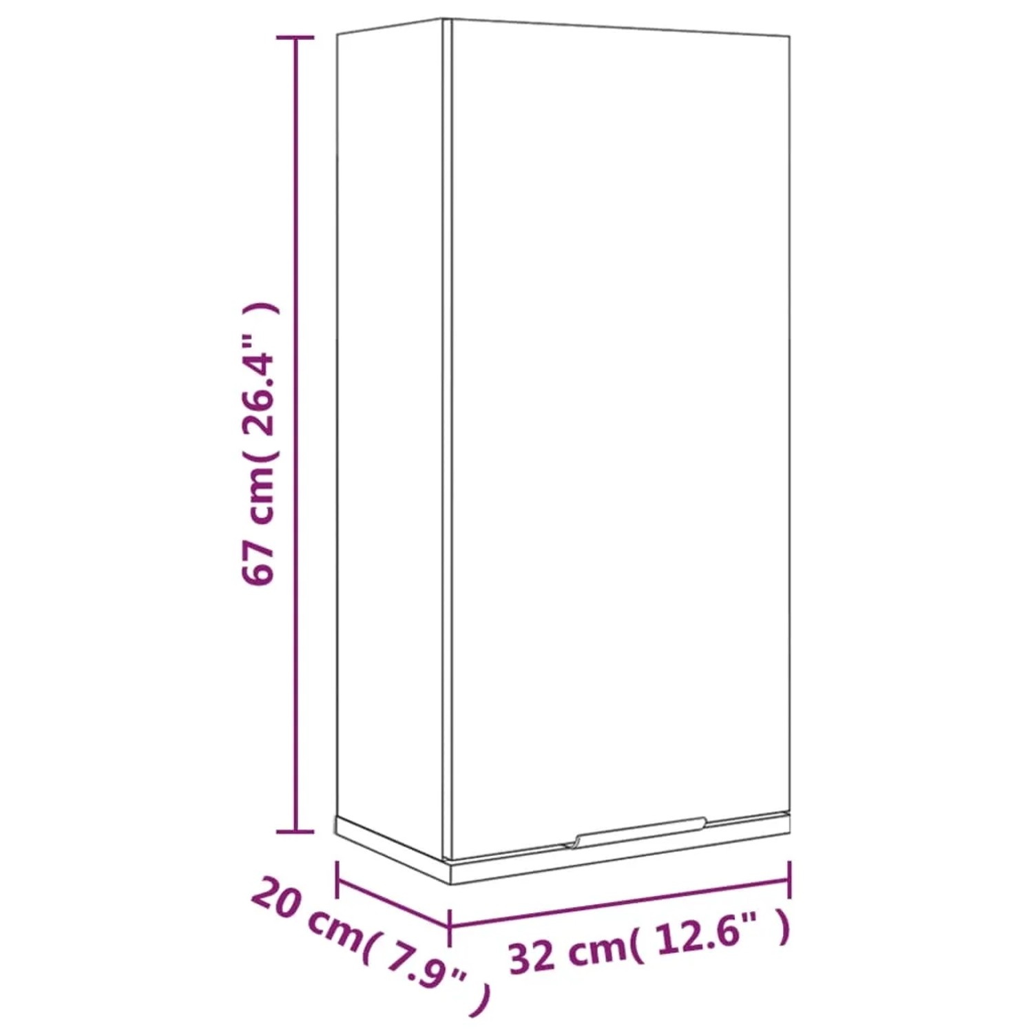 vidaXL Wand-Badschrank in Räuchereiche, 32x20x67 cm, zur Wandmontage im Badezimmer.
