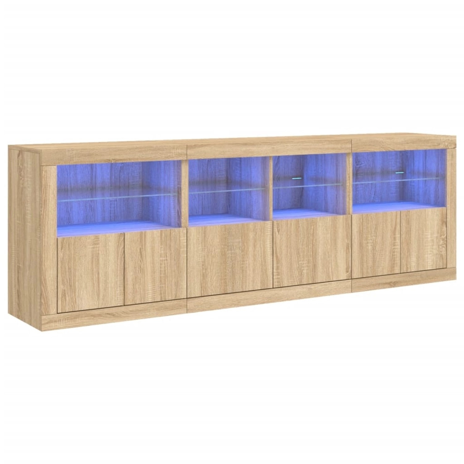vidaXL Sideboard mit LED-Leuchten Sonoma-Eiche 202x37x67 cm 3209011 günstig online kaufen