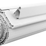 Grauer Schellenberg Rolladenpanzer Mini, 100x120cm, aufgerollt. Rollladenantrieb-Zubehör.