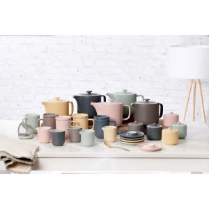 Ritzenhoff & Breker Jasper Teezubehör Set, 3-teilig, Rosa. Teekanne, Milchkännchen und Zuckerdose aus Keramik.