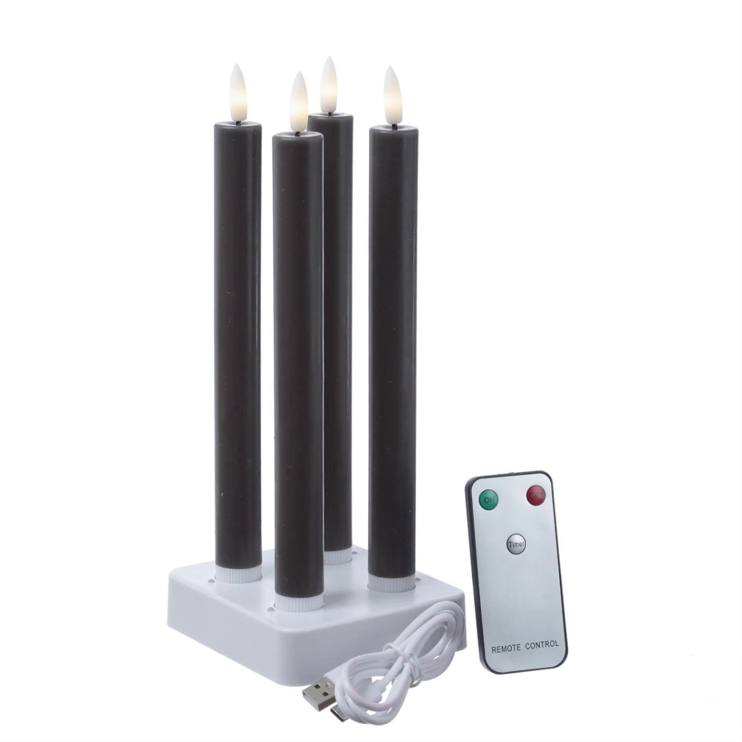 Marelida LED Stabkerzen LISA Tafelkerzen Dinnerkerzen Wiederaufladbar Grau günstig online kaufen