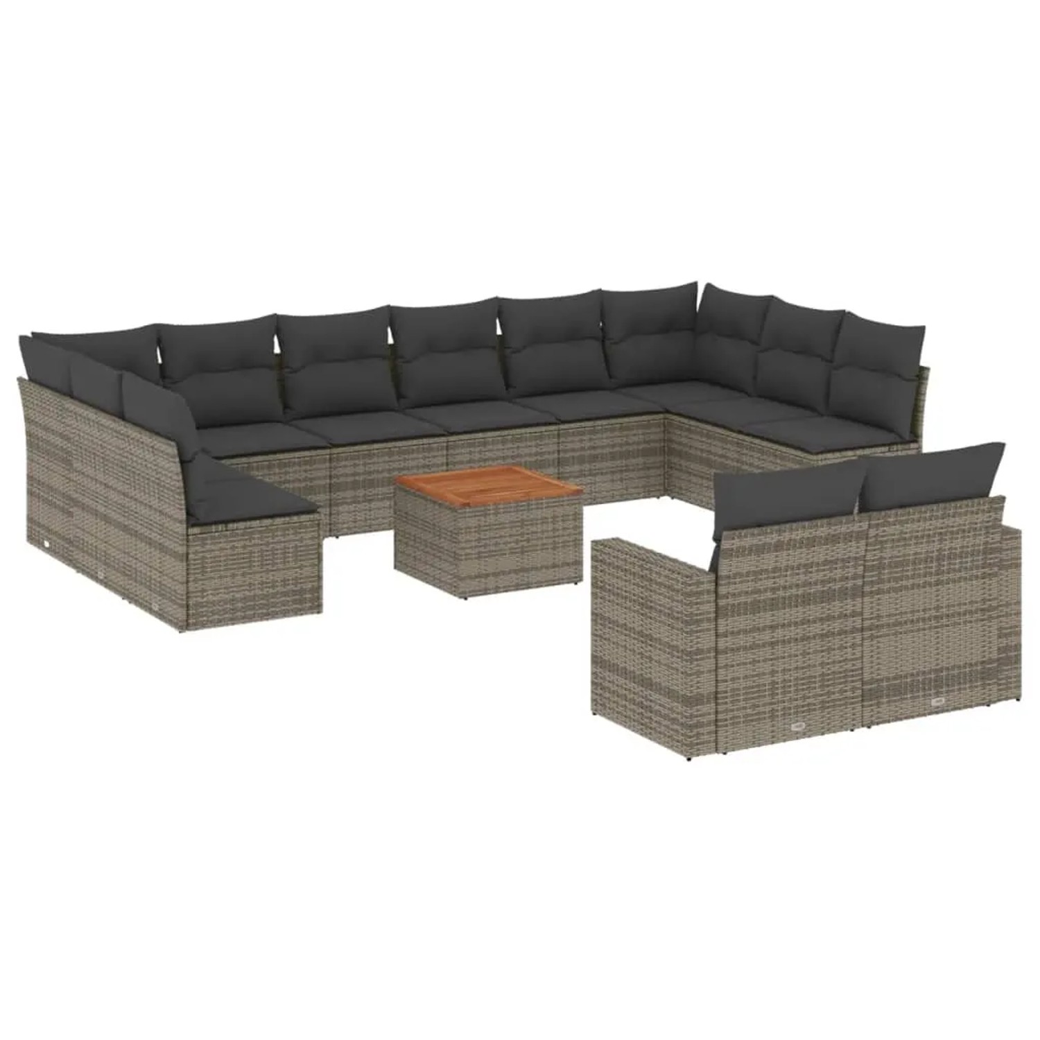 vidaXL 13-Tlg Garten-Sofagarnitur mit Kissen Grau Poly Rattan 3256690 günstig online kaufen