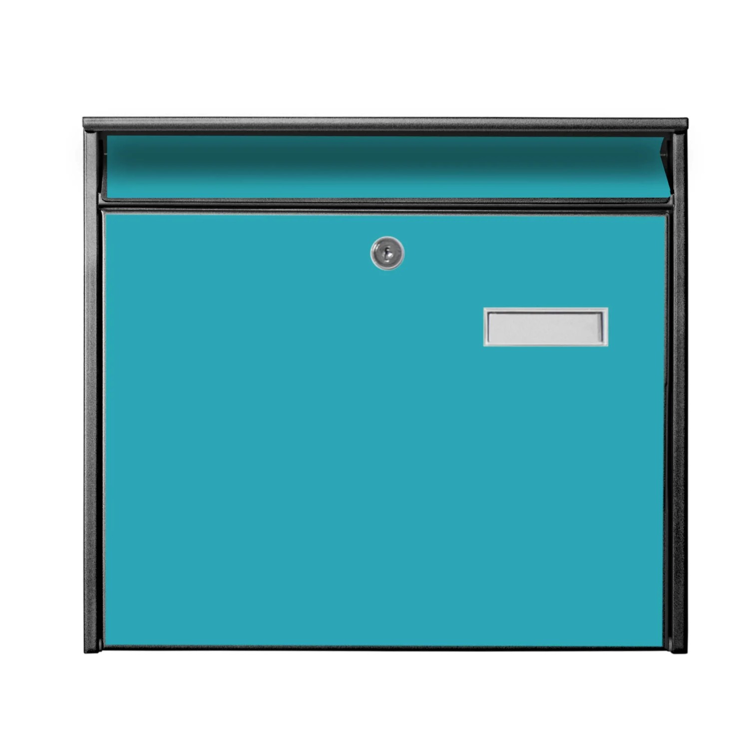 Banjado Briefkasten, türkis mit Namensschild, inkl. Montagematerial und 2 Schlüsseln.