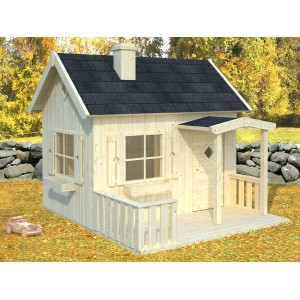 Palmako Spielhaus Otto aus Fichtenholz mit Veranda, Schornstein und Fenstern. Ideal für Kinder ab 3 Jahren.