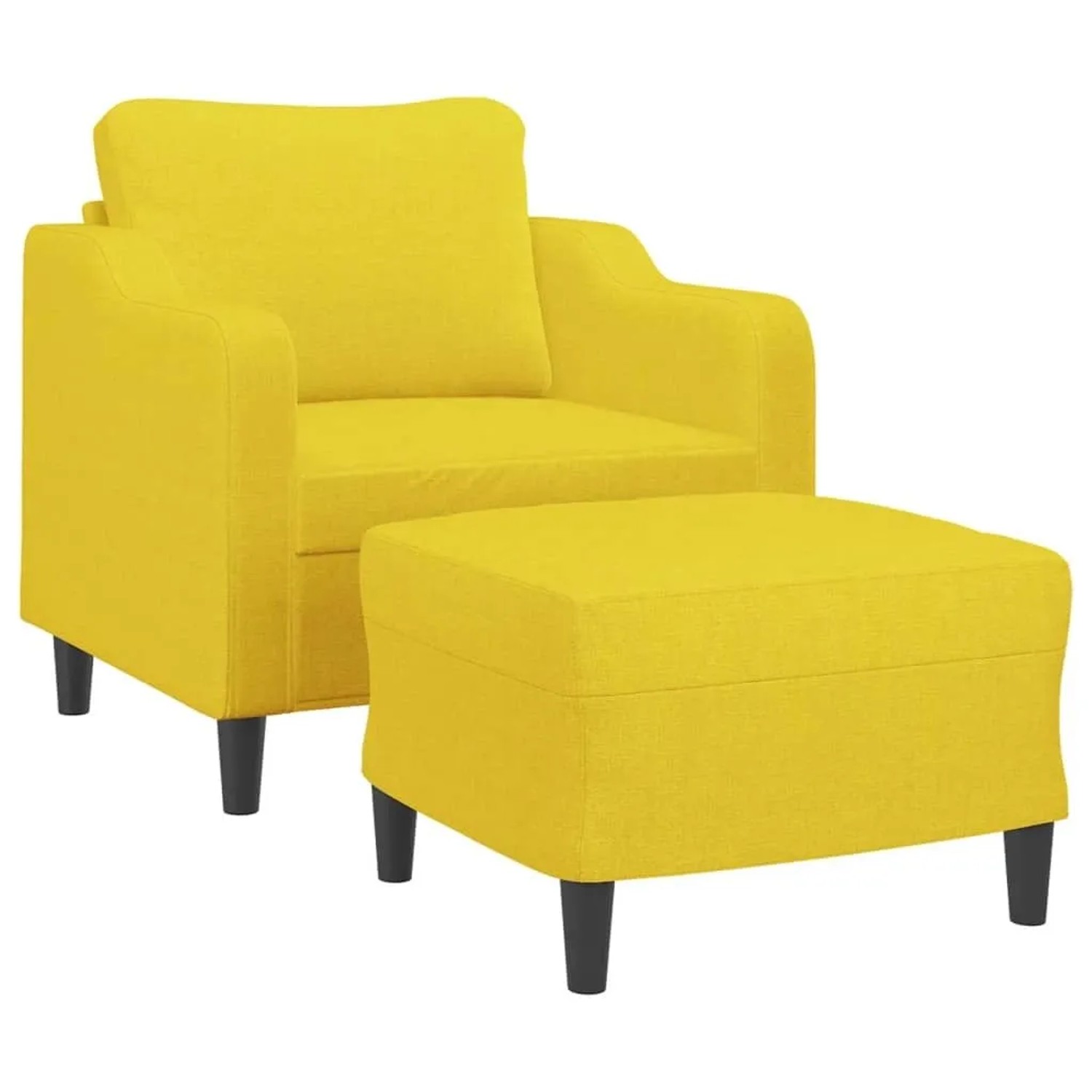 vidaXL Sessel mit Hocker Hellgelb 60 cm Stoff 3201132
