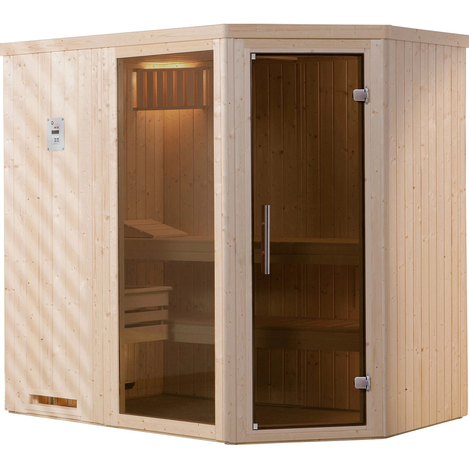 Weka Element-Ecksauna Varberg Glastür und Fenster 194 x 144 x 199 cm