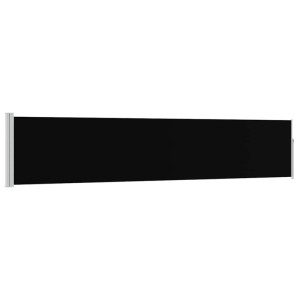 Schwarze vidaXL Seitenmarkise, ausziehbar bis 500 cm, für Terrasse und Balkon.