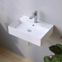 Rechteckiges, weißes Aquabatos Aufsatzbecken aus Keramik mit Armatur für Bad oder Gäste-WC.