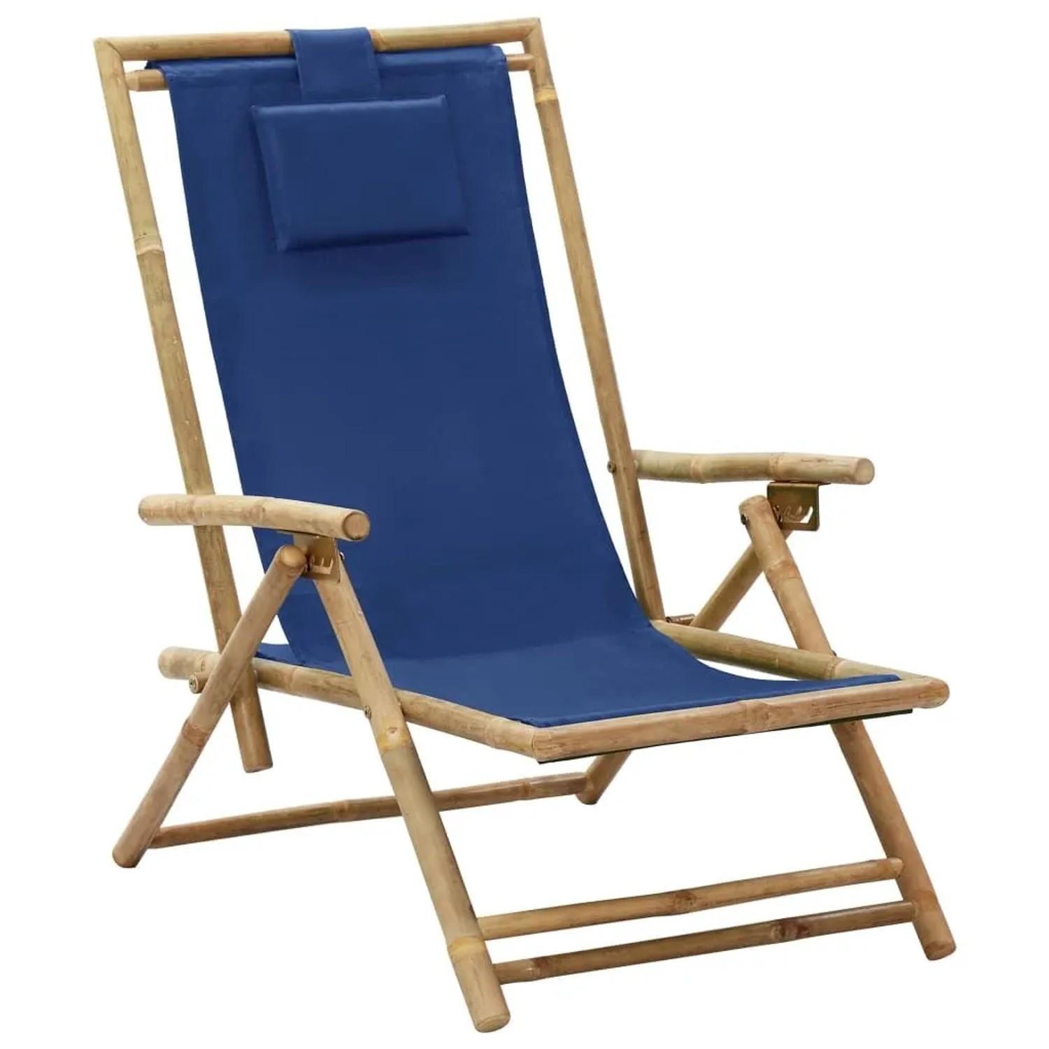 vidaXL Relaxstuhl Verstellbar Marineblau Bambus und Stoff 313025