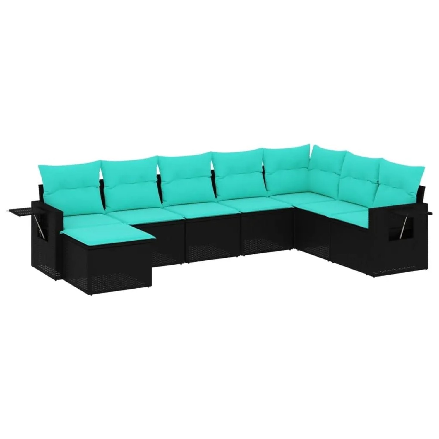 vidaXL 8-Tlg Gartensofa-Set mit Kissen Schwarz Polyrattan 3220556 günstig online kaufen
