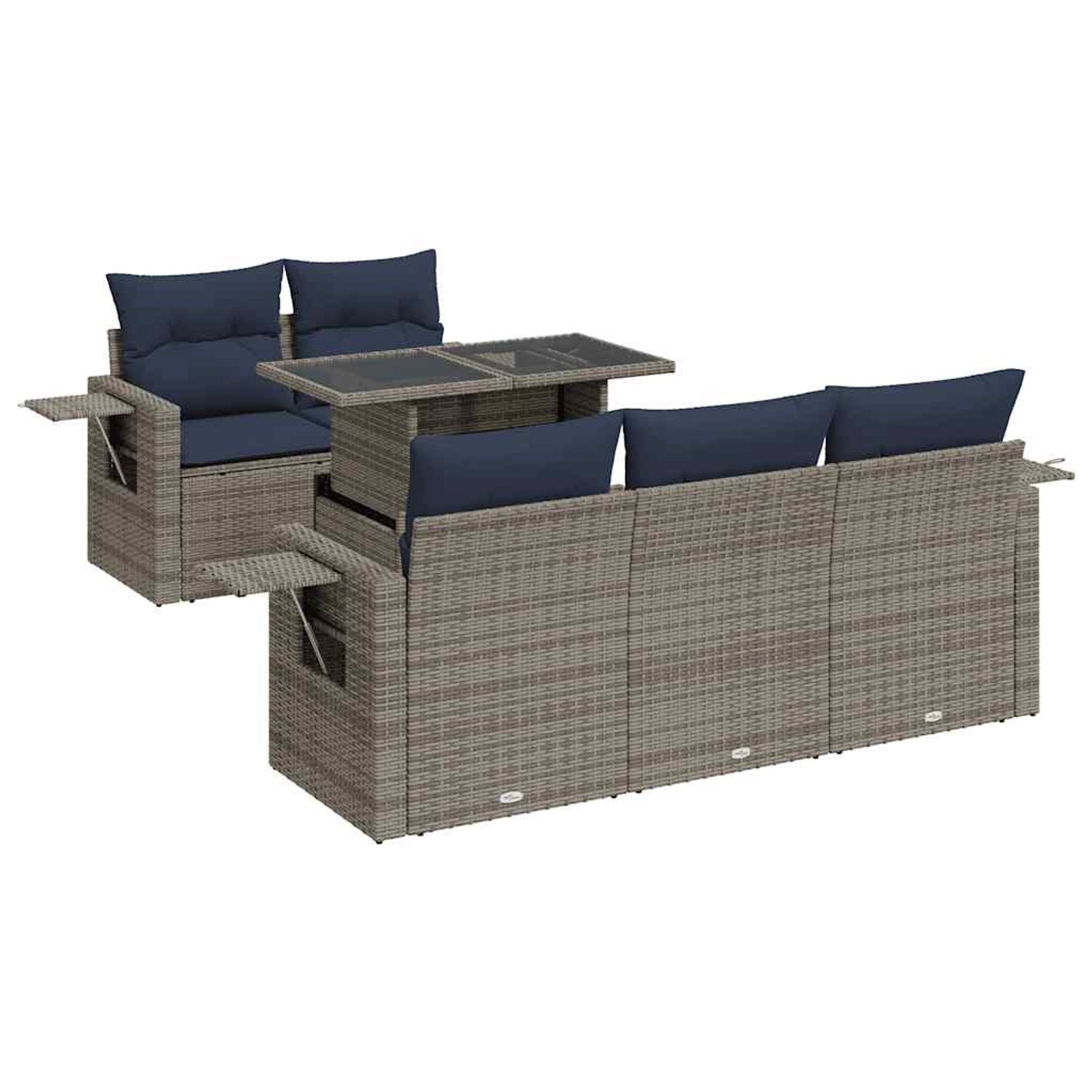 vidaXL 6-Tlg Garten-Sofagarnitur mit Kissen Grau Poly Rattan 3326412 günstig online kaufen