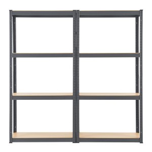 2er Set graue Juskys Lagerregale Easy, 160x80x40 cm, mit je 4 Böden.