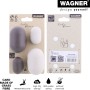 Wagner Wandhaken-Set Pill, 4 Haken aus Bio-Kunststoff in Schiefergrau und Lichtgrau.