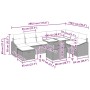 vidaXL Garten-Sofa-Set, 9-teilig, schwarz, Poly Rattan, mit Maßangaben für Abmessungen.