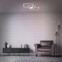 Moderne, dimmbare LED-Deckenleuchte Frame in Silber mit Backlight und Fernbedienung.