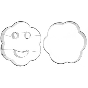 Zenker Ausstecher Patisserie Smiley, 2er Set: Edelstahl, einmal mit, einmal ohne Smiley-Gesicht.