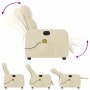 Elektrischer Massagesessel in Creme mit verschiedenen Liegepositionen.