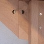 Detailaufnahme: Gewendelte Treppe Lindos Buche, Holz-Edelstahl-Geländer, Setzstufen, 100 cm breit.