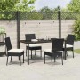 Schwarze 5-tlg. vidaXL Garten Essgruppe aus Poly Rattan mit Tisch und Stühlen.