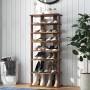 Braunes, hohes 8-stufiges Holz-Schuhregal Costway, flexibel für verschiedene Schuhe. Schuhaufbewahrung.